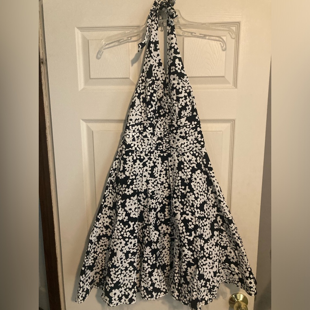 White and black tie dress